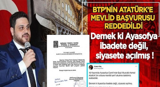 Ayasofya’da Atatürk’e Mevlid’e Valilikten Ret