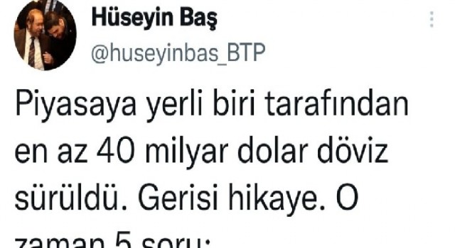“Piyasaya yerli biri tarafından en az 40 milyar dolar döviz sürüldü”