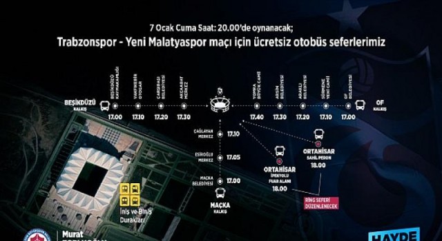 Büyükşehir Trabzonspor Taraftarlarını Maça Ücretsiz Taşıyacak