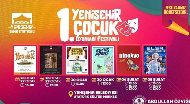 “1.Yenişehir Çocuk Oyunları Festivali” 28 Ocak'ta başlıyor