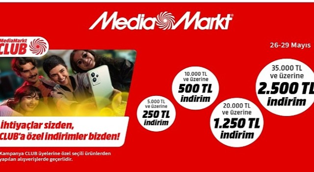 MediaMarkt tan CLUB üyelerine özel 2.500 TL ye varan indirim