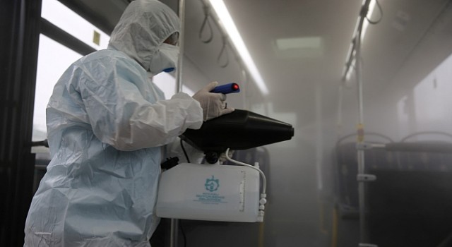 Büyükşehirin otobüslerine nano gümüş dezenfekte