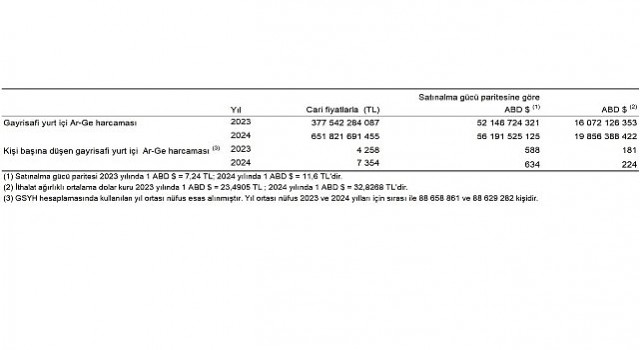 Araştırma-Geliştirme Faaliyetleri Araştırması, 2024