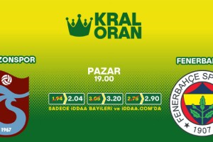 Trabzonspor-Fenerbahçe derbisinin Kral Oranlar'ı iddaa'da