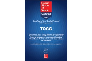 TOGG’a Great Place to Work Sertifikası