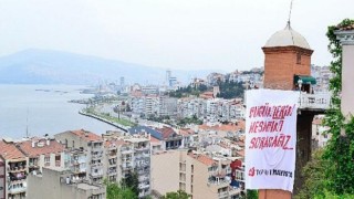 Tarihi Asansör’de ”Bugünlerin Hesabını Soracağız” pankartı