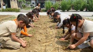 Efes Selçuklu Çocuklar Fideleri Toprakla Buluşturuyor