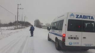 Canik;te Kar Yağışına Anında Müdahale