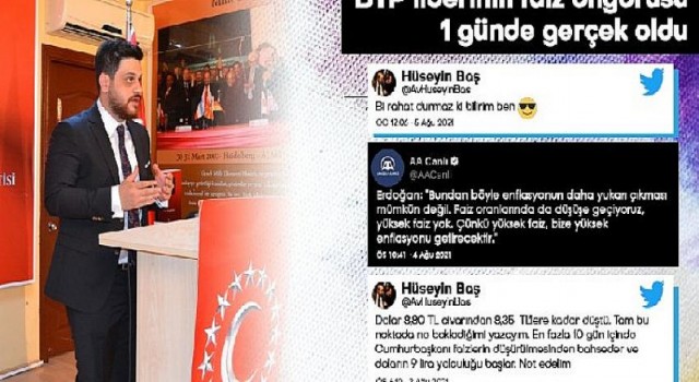 ‘Bi rahat durmaz ki bilirim ben’ BTP liderinin faiz öngörüsü 1 günde gerçek oldu