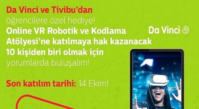 Tivibu ve Da Vinci’den Öğrencilere Özel Evde VR Robotik ve Kodlama Atölyesi